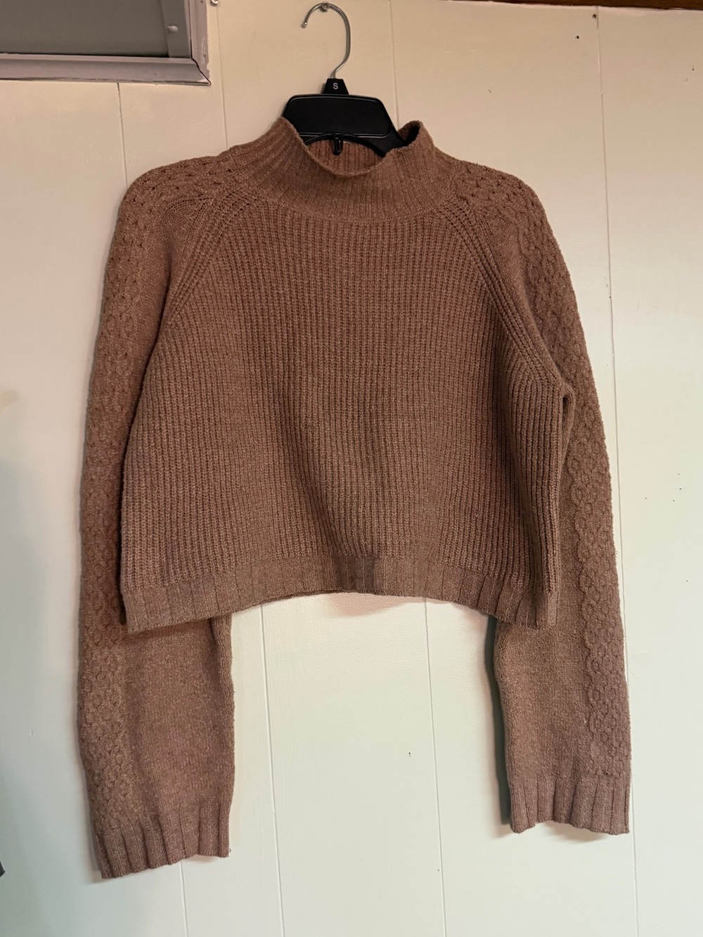 wild fable Cropped Mock Neck Sweater - Brown